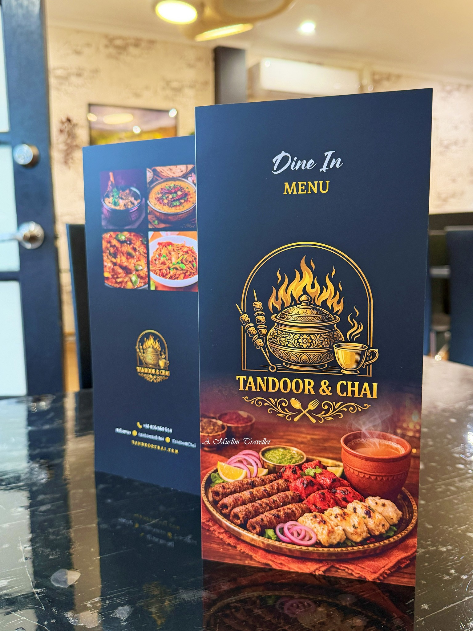 Menu display at Tandoor and Chai Indian Pakistani restaurant Bedford Perth